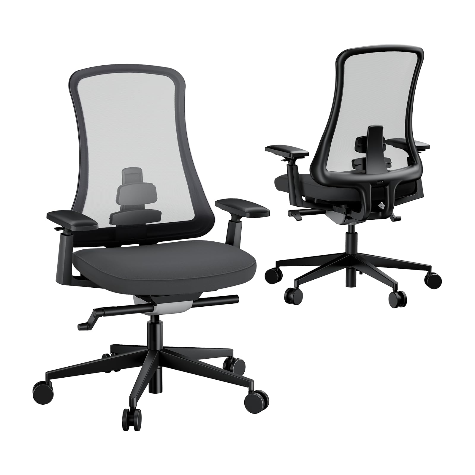 ProtoArc Ergonomiczne krzesło biurowe – Flexer Pro nylonowe oddychające krzesło siatkowe, dwuczęściowe regulowane podparcie lędźwiowe, regulowane podłokietniki 4D, krzesło komputerowe do domu / biura