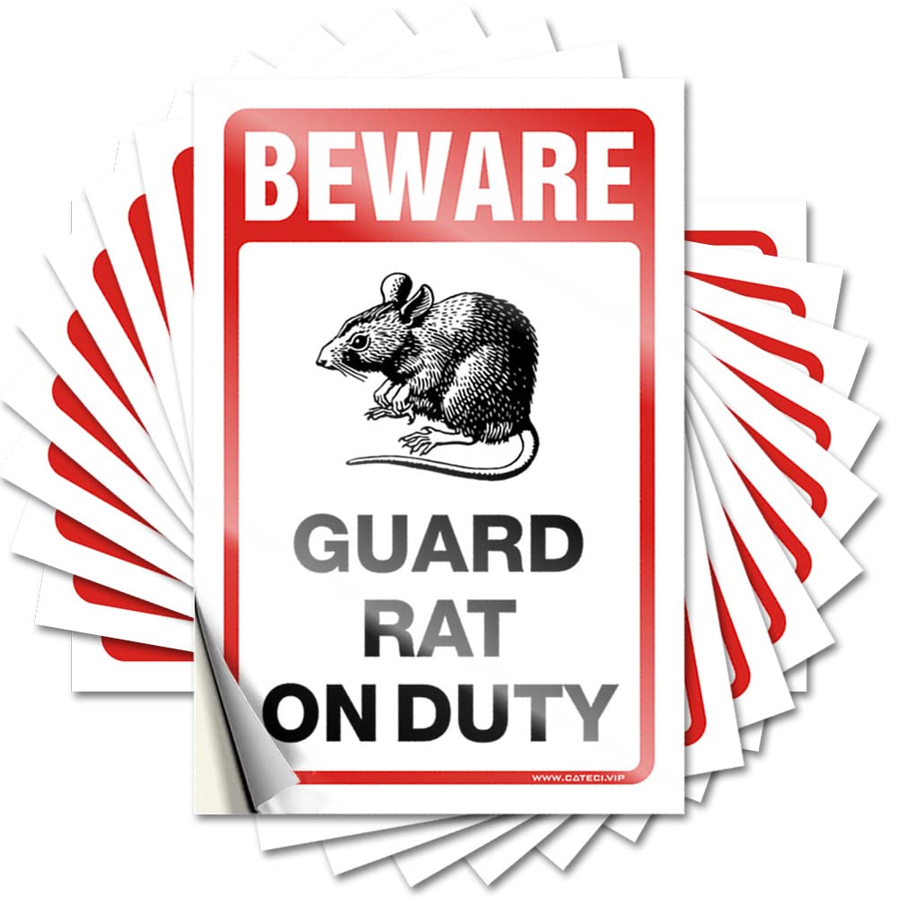 Glitter Funny Sticker, Best Soft Area Beware! Guard Rat On Duty | Funny Quote Racing Decals(6X9CM)