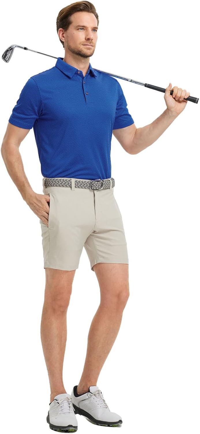 M MAELREG Golf Shirts for Men Moisture Wicking Jacquard Breathable Performance Dry Fit Collared Mens Polo Shirts Short Sleeve - Image 4