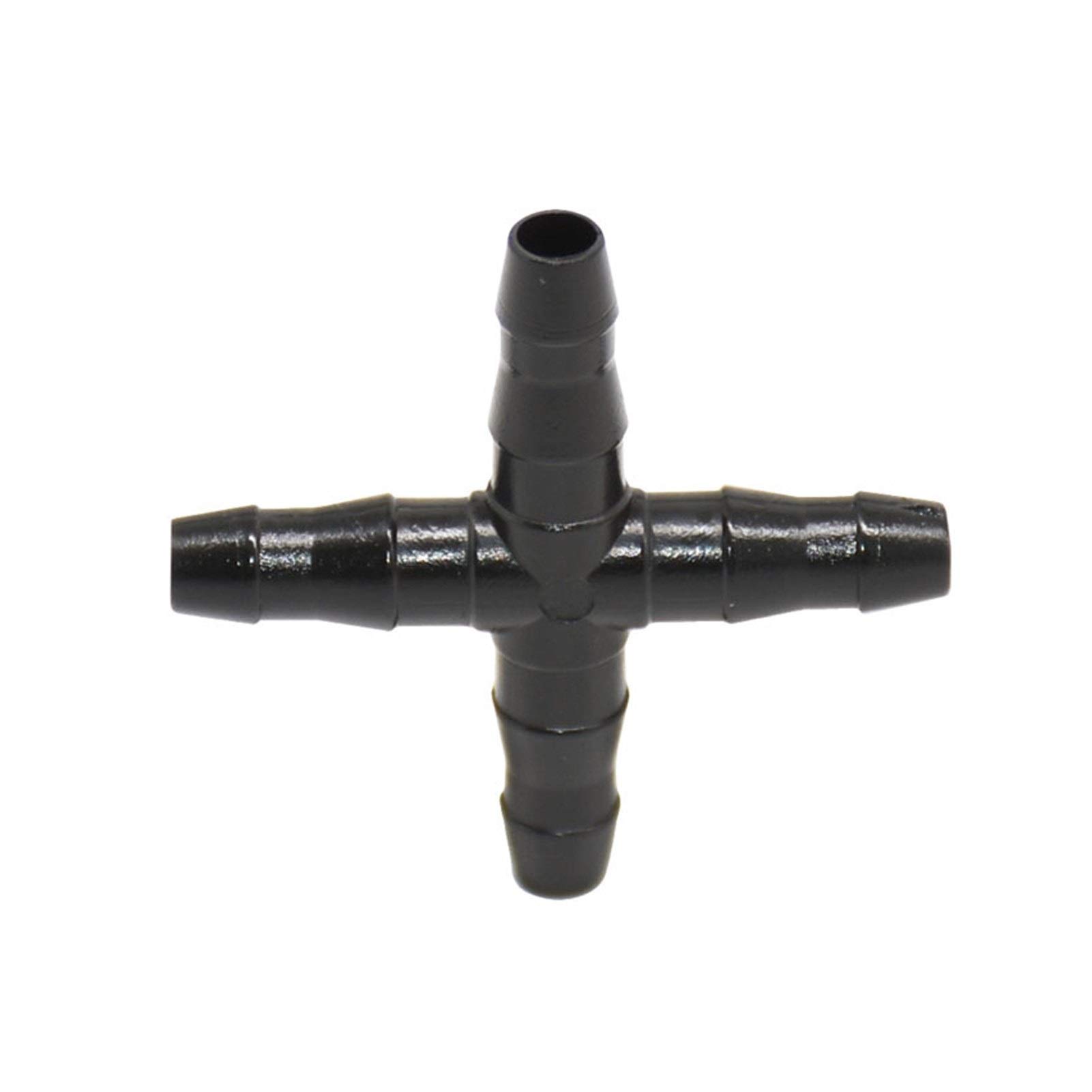 Adattatore per Tubo Flessibile per Uso Domestico 1/4 "Connettore a Croce 4/7 Tubo Flessibile a 4 Vie Divisore per Irrigazida Giardino Barb Irrigazia Goccia Raccordo 1000 Pezzi/Nero