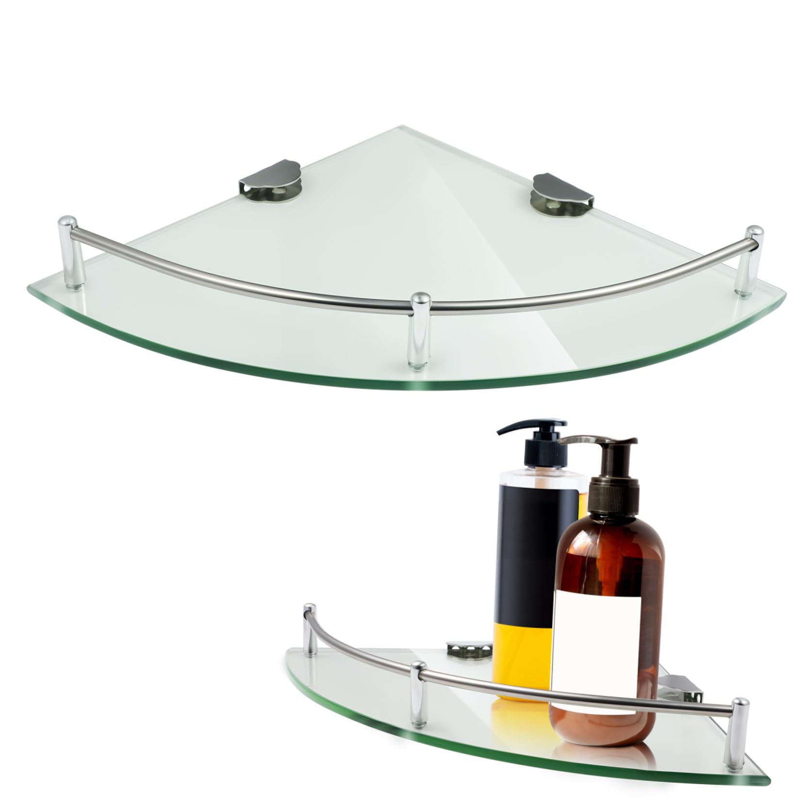 Étagère d'angle haute stabilité en acier inoxydable pour organiser vos flacons