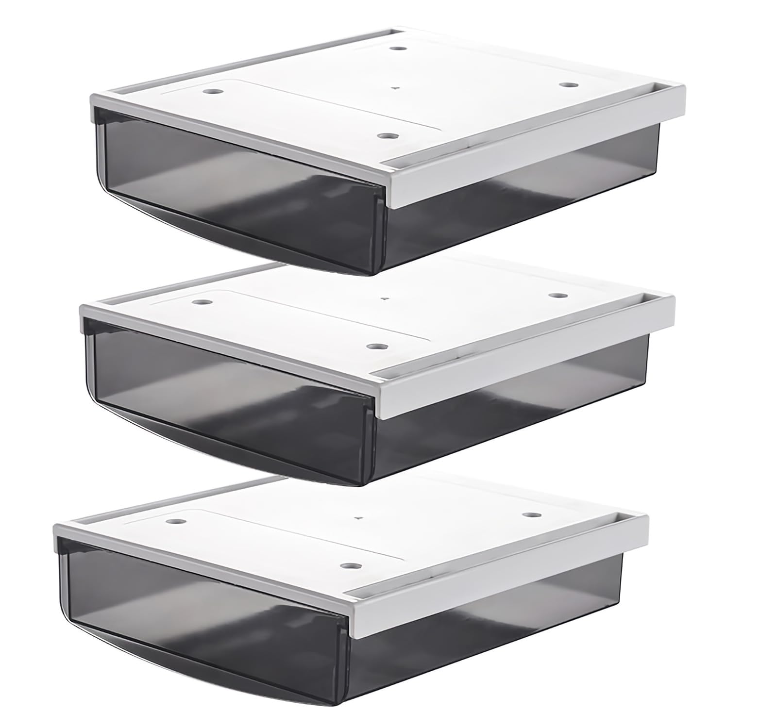 TUKA-i-AKUT 3X 3,5L Cassetti Sotto Scrivania, 24x21x8cm Autoadesivo Nascosta Cassetto Sottostruttura, Scatola di Portaoggetti per Scrivania/Mobile/Libreria/Mobile da Cucina ecc. 3 Unità Nero TKD8605