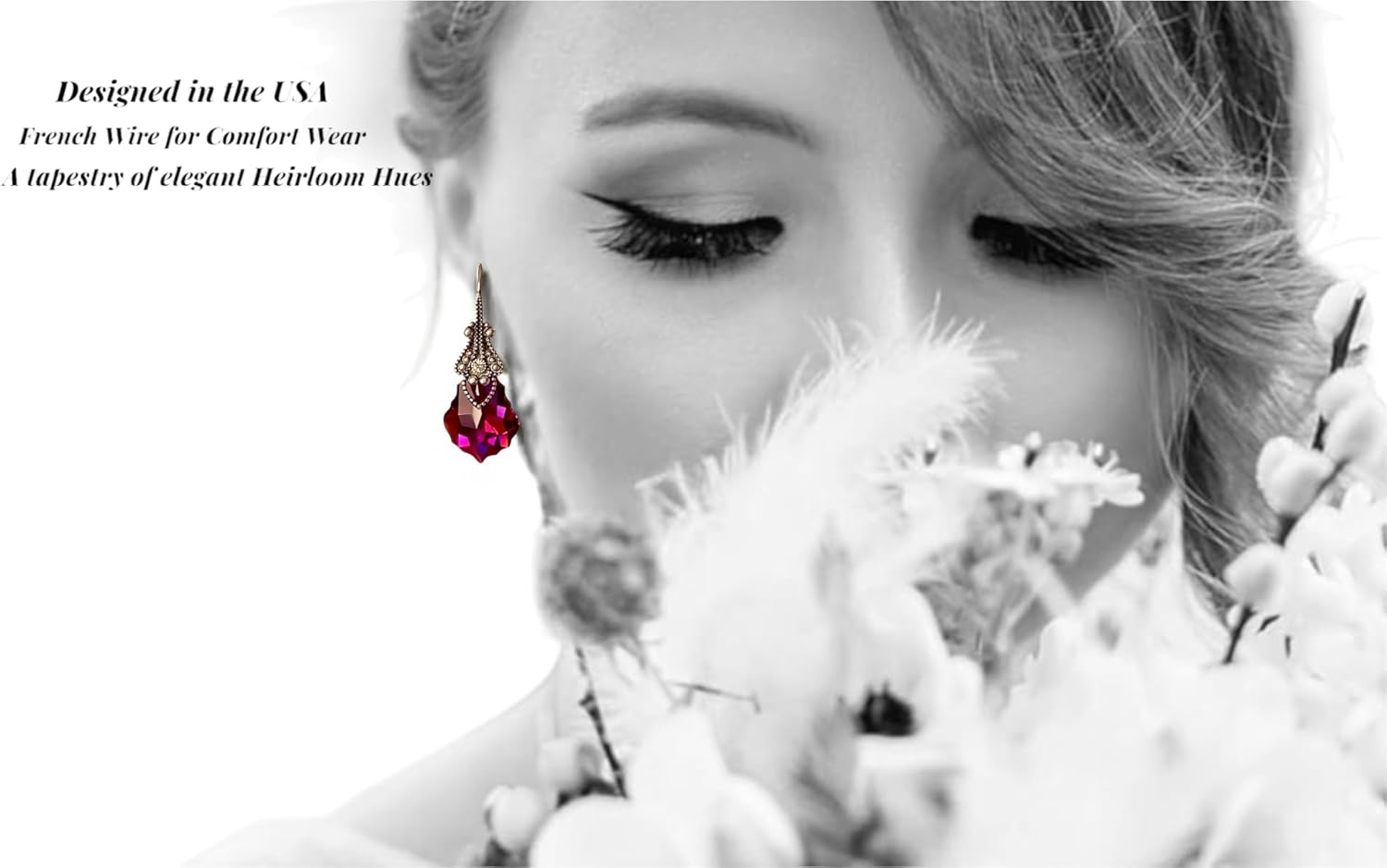 Handmade Iridescent Vintage Dangling Earrings for Woman Art Deco Austrian Crystal Jewelry Gift Box