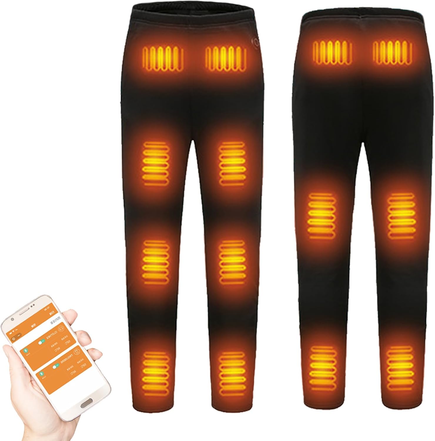Men Women Heating Thermal Underwear, Smart APP Control Electric Heated Clothing for Winter Outdoor Sports, Washable