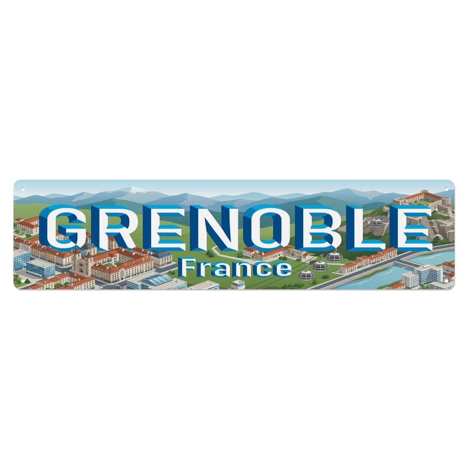 Contemporary Isometric France Grenoble Metal Tin Sign