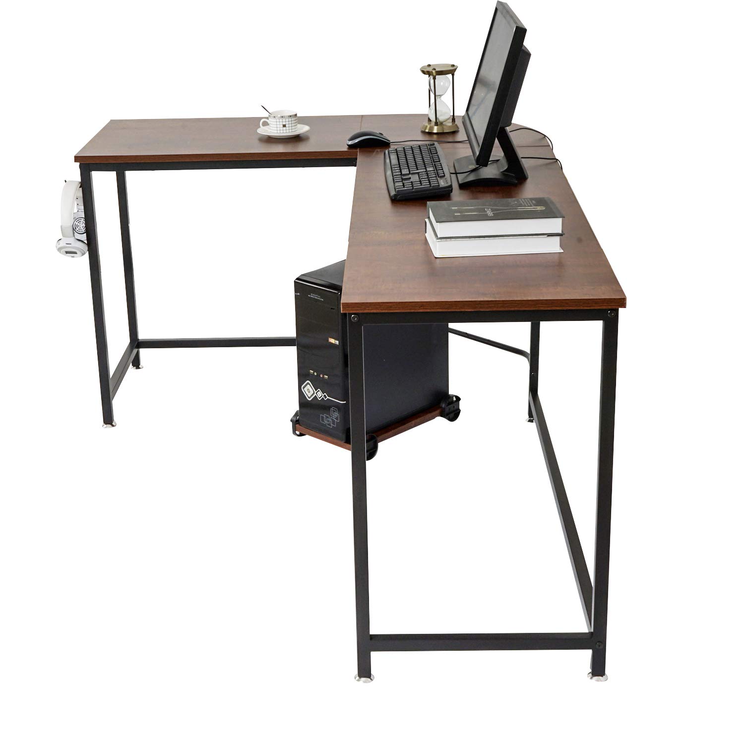 DECOHOLIC Modern LShaped Home Office Desk 66 inch Sturdy Computer PC