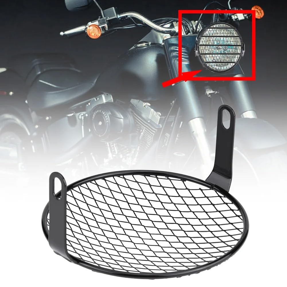 osłona reflektora 6,5-calowy Uniwersalny Motocyklowy Ochraniacz Reflektorów W Retro Grill osłona grilla reflektora(Checks)