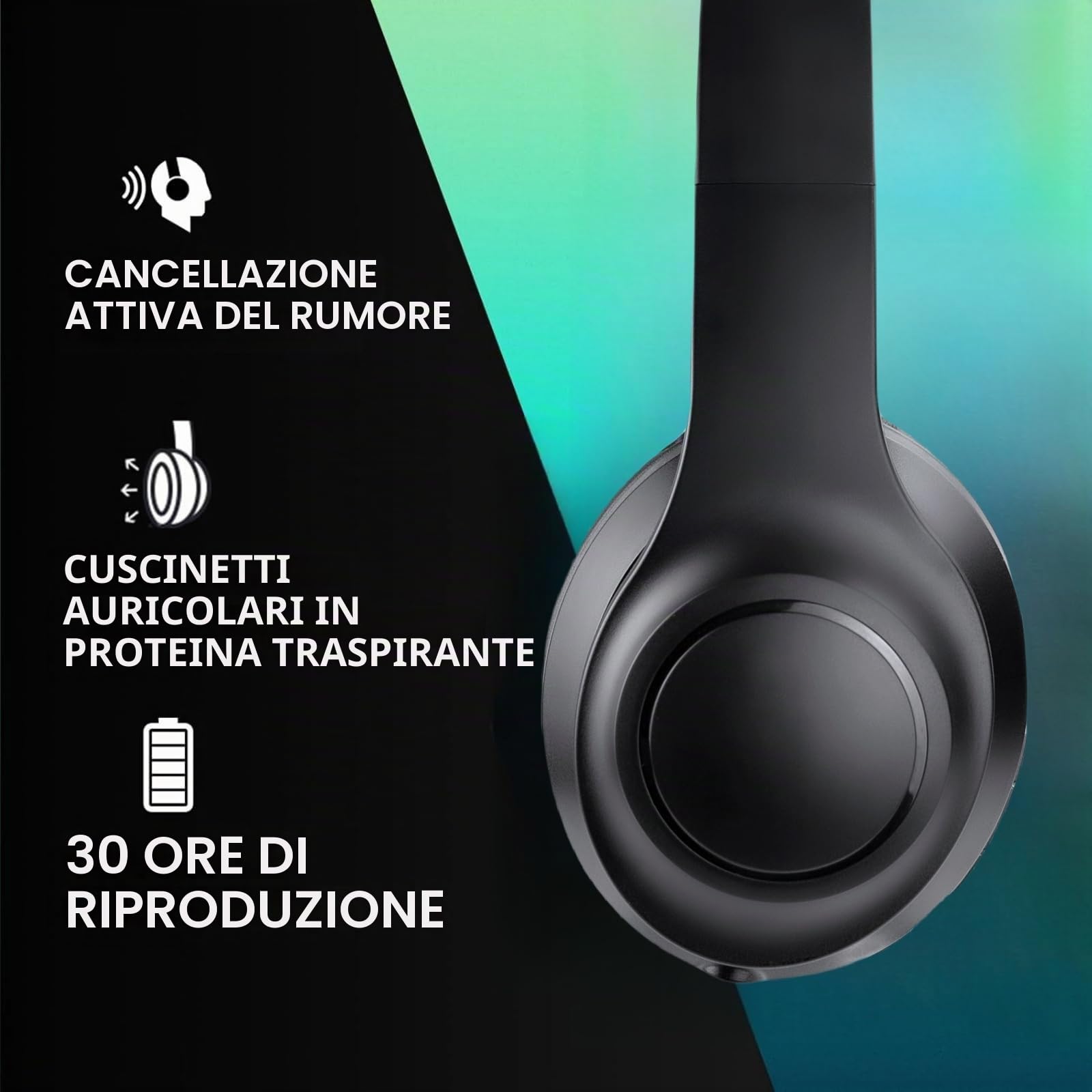 Cuffie TV Bluetooth Pieghevoli Con Cancellazione Attiva Del Rumore, Microfono, Audio Hi-Fi e Bassi Profondi - Over-Ear Senza Fili Per Adulti E Anziani