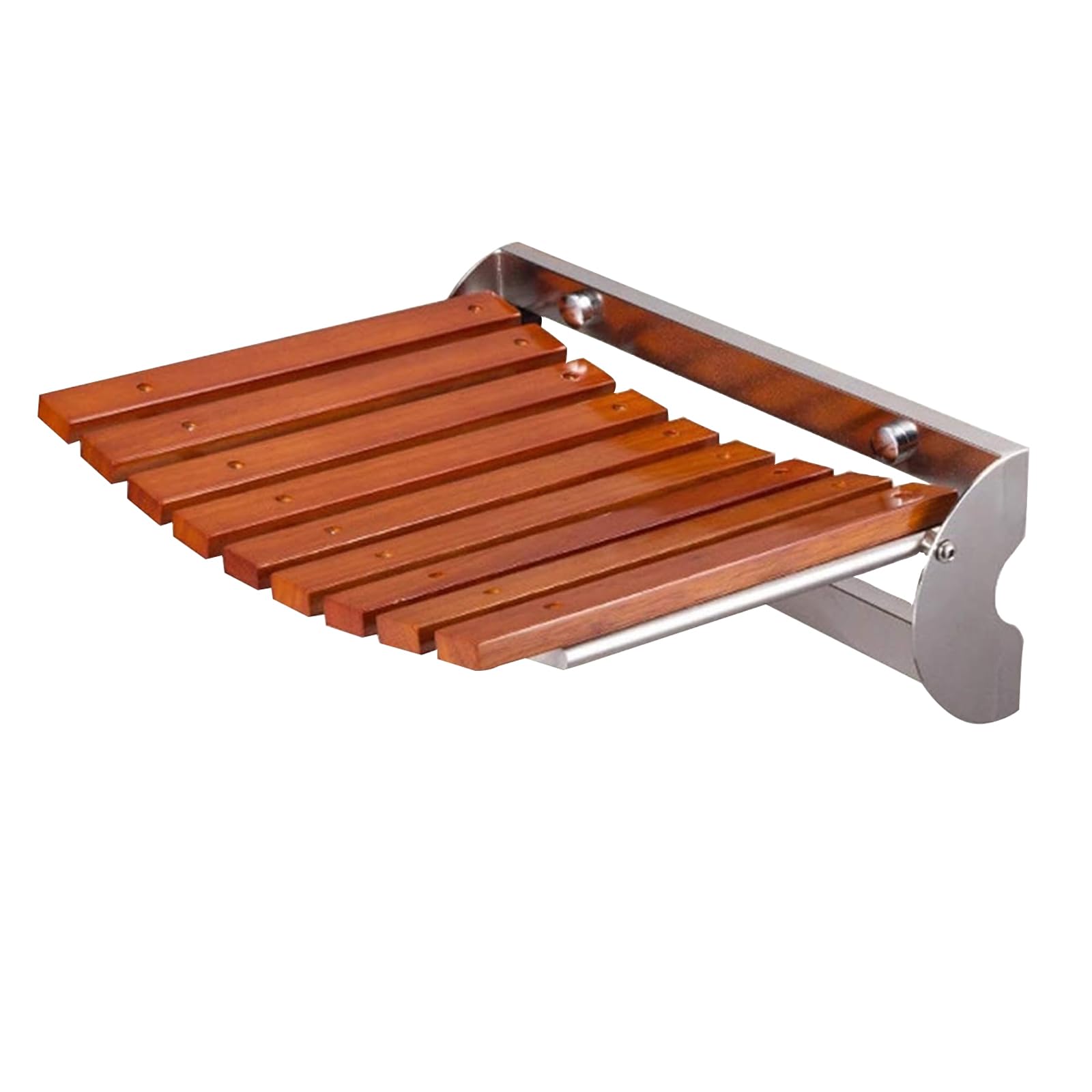 Asiento de Ducha Abatible Taburete de Zapatos Plegable de Madera Montado en la Pared Soporte de Acero Inoxidable para Ancianos/Discapacitados Asiento de Ducha Silla MAX. 160 Kg