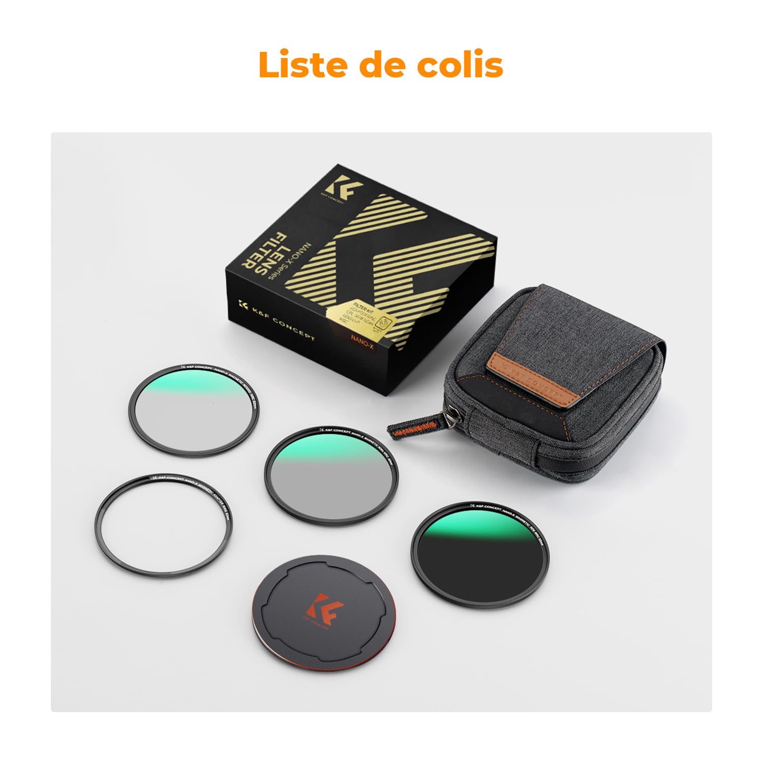 K&F CONCEPT Filtres 72mm Polarisant CPL ND8 ND64 Magnétiques Bague Base Bouchon d'objectif en Kit Installer Rapidement pour Objectif Appareil Photo