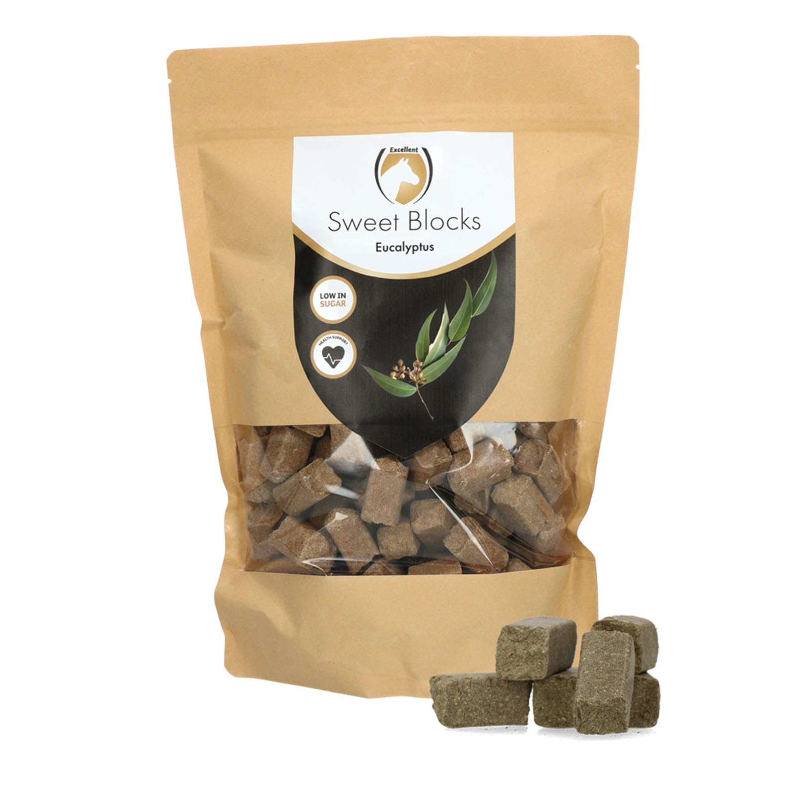 Excellent Horse Sweet Eucalypta Blocks – Caramelos de caballo – Sin azúcar – Caballos – Sabor de eucalipto – Trozos – Recompensa – 1 kg