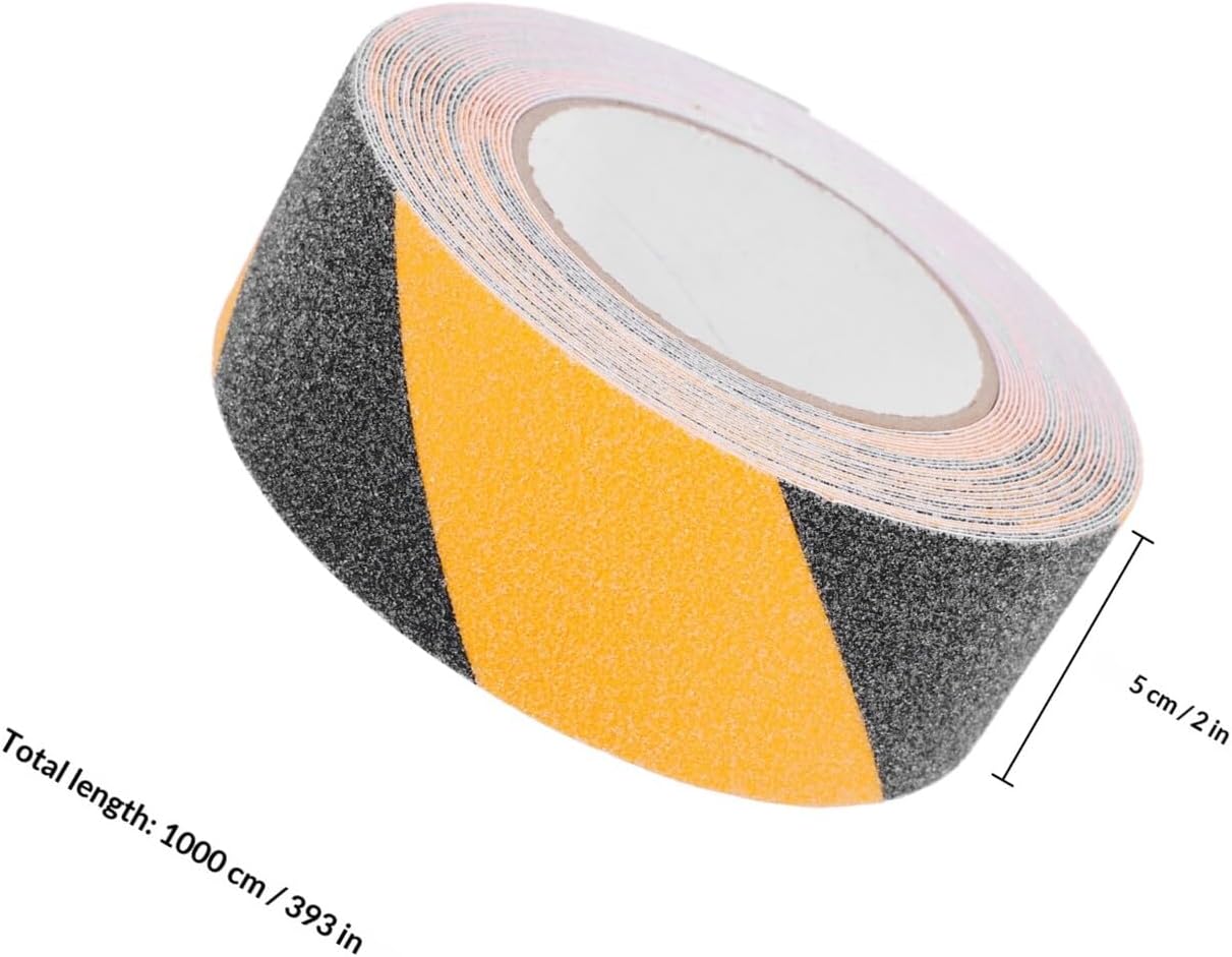Non-skid Pvc Grip Tape for Stairs 50mm X 10m Black Yellow Anti-slip Warning Tape with Adhesive, Safety Caution Strip for Indoor Bathroom and Staircase Floors