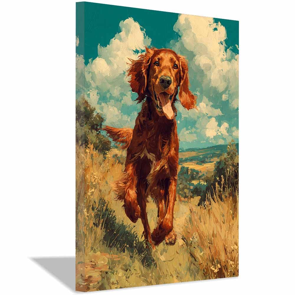 ZAMAEIU Canvas Print Wall Art Dog running wild Abstract Dog Animal Paintings, Suitable for living room, bedroom, for Kids Room Decoretc.(brown)-80x120cm Framed