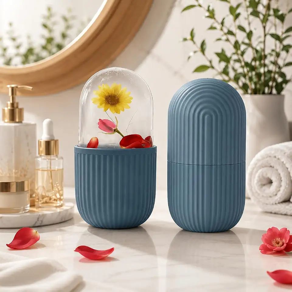 Massageador Facial de Gelo Reutilizável, Ice Roller para Rosto e Olhos, Reduz Inchaço, Olheiras e Linhas de Expressão, Crioterapia Natural