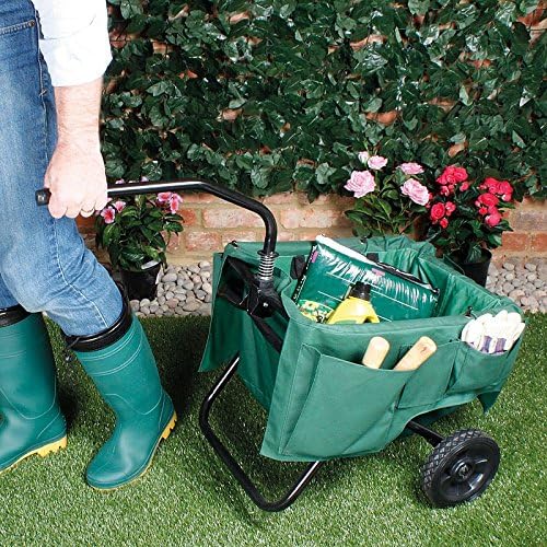 Two-Wheeled Garden Wheelbarrow Cart with Gardening Pockets