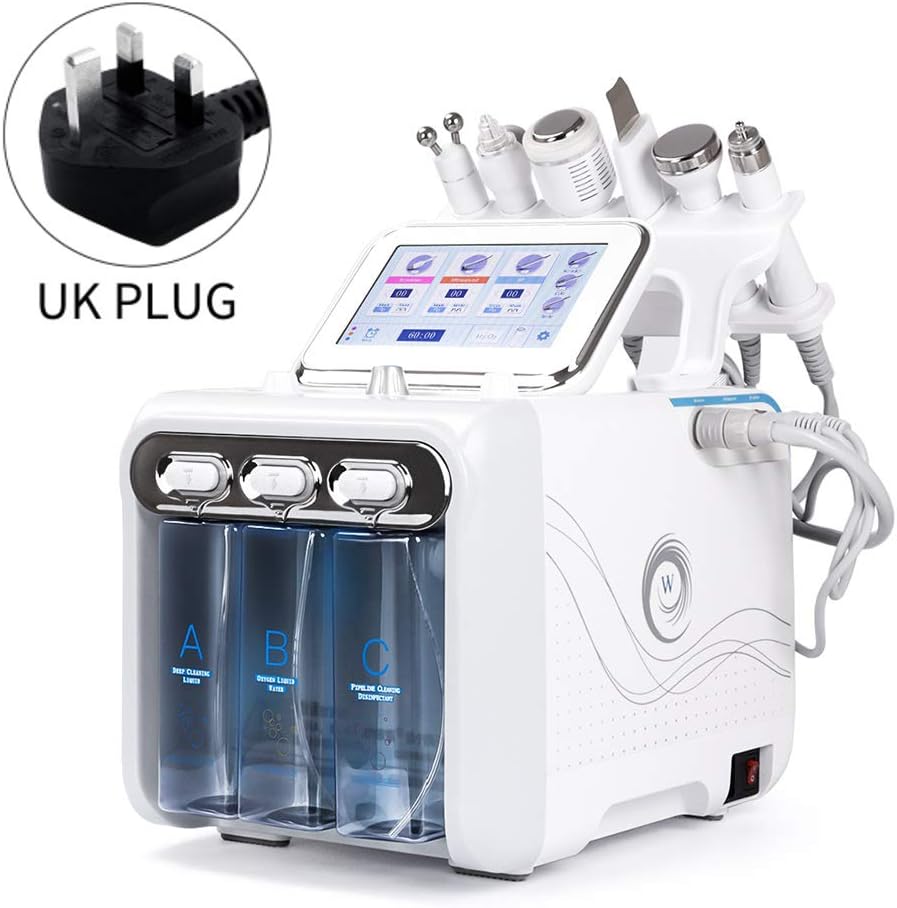 6 in 1 Small Bubble Oxygen Beauty Machine Water Jet Injection Hydrogen Peroxide Skin Care Rejuvenation Cleaning Blackhead Face Dirt For Family, Beauty,Salon,UkPlug