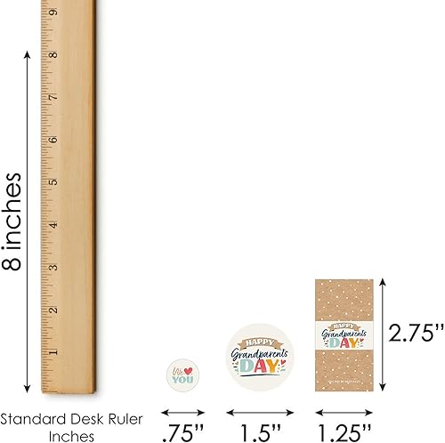 Miniatura 6 de Big Dot of Happiness Happy Grandparents Day  Mini envoltorios de barra de caramelo, calcomanías redondas de caramelo y calcomanías circulares  Kit
