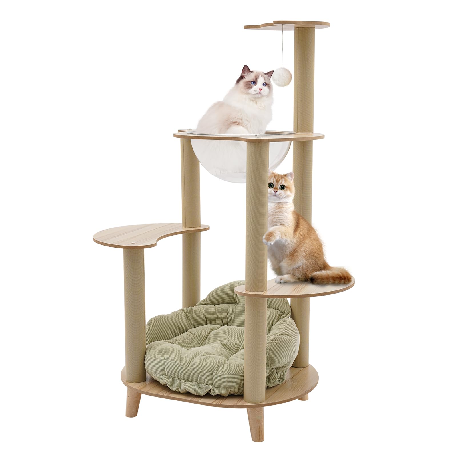 Torre per gatti a 5 piani, struttura per arrampicata con letto imbottito, tiragraffi per gatti, torre da arrampicata per appartamenti, negozi di animali, soggiorno, 60 x 50 x 115 cm