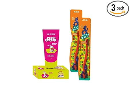 Kids Dyny Toothbrush (Pack of 2) & Kids Bunny Toothpaste 80 gm for Kids