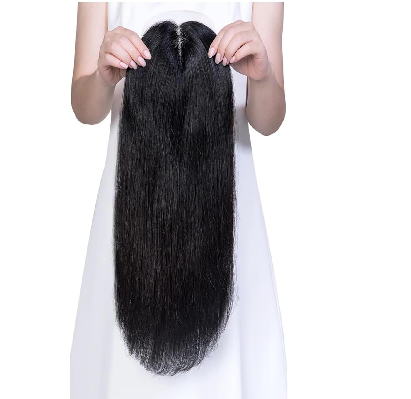 AASA 3 Clip In Hair Topper | Synthetic Hair Extensions | Silk Based Hair Wig For Girls And Women Use- Pack Of 1 PCS (19 Inches, Natural Black Colour)-image-17
