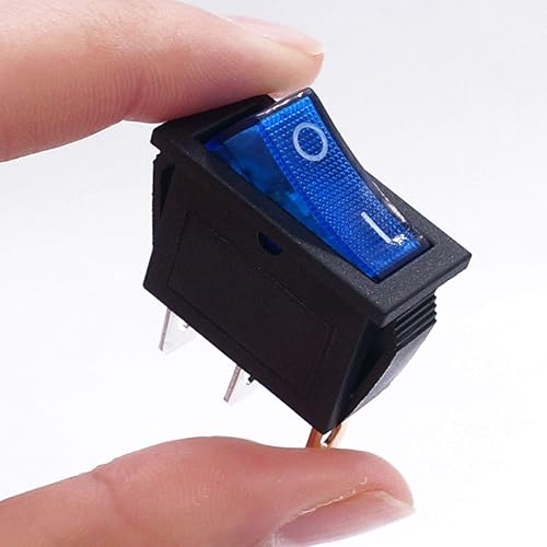 Miniatura 5 de Twidec 5 unids Interruptor basculante alterna AC 20A125V 15A250V SPST 3 pines 2 posiciones ONOFF luz LED azul iluminado barco interruptor