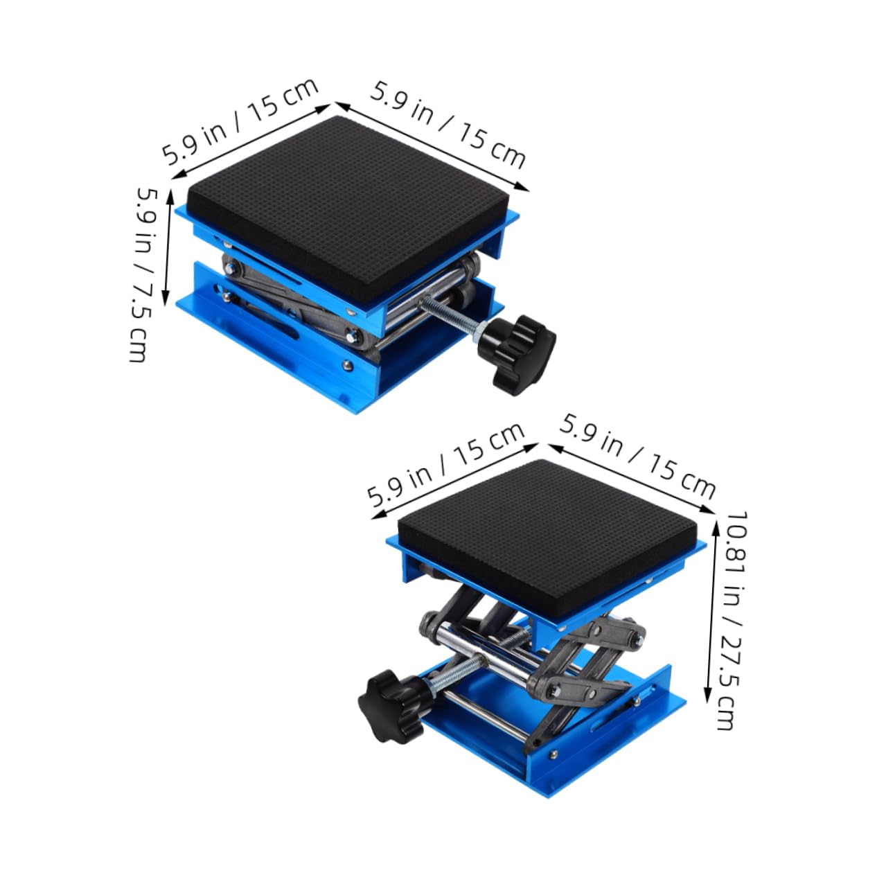 Holibanna Plataforma Elevadora de Laboratorio de Aleación de Aluminio 15x15cm con Altura Ajustable y Esponja Amortiguadora para Experimentos y Equipos Científicos