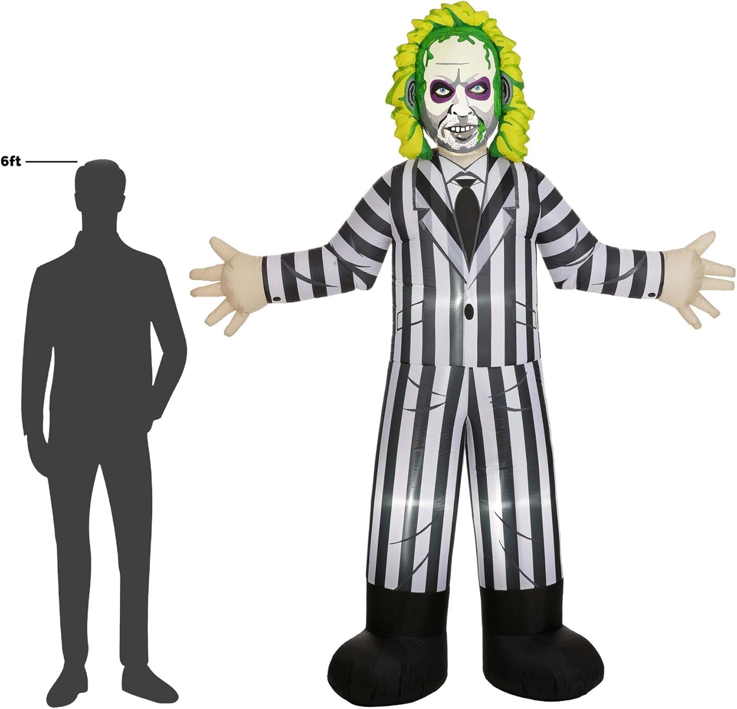 Gemmy 8FT Inflatable Beetlejuice Halloween Decoration | Bio-Exorcist Lighted Airblown Decor with Built in Fan