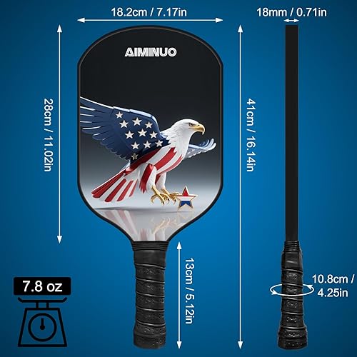 Miniatura 4 de Palas de pickleball, juego de paletas de pickleball de fibra de carbono, palas ligeras de pickleball de 0.630 in para hombres, mujeres, niños,