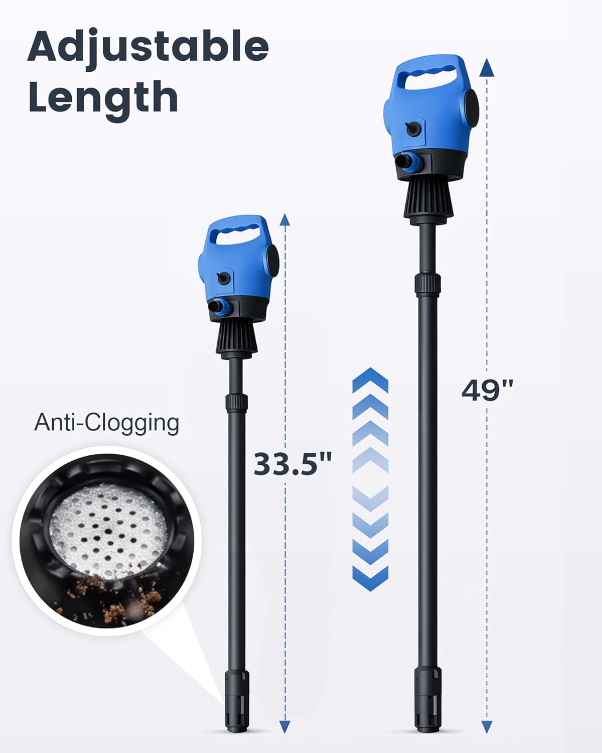 Electric Drum Pump with 120V AC/12V DC Power,DEF 55 Gallon Drum Pump with Built-in 2-Inch Bung Adapter, 5 GPM Flow Rate,Telescoping Suction Tube 34" to 49" Suitable for Diesel, DEF, Water, Antifreeze
