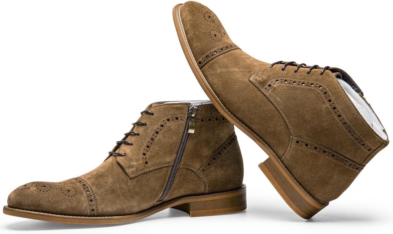 [ONE MAX] ビジネスブーツ メンズ サイドジップ レースアップ スエード 牛革 柔らか ワークブーツ エンジニアブーツ ショ