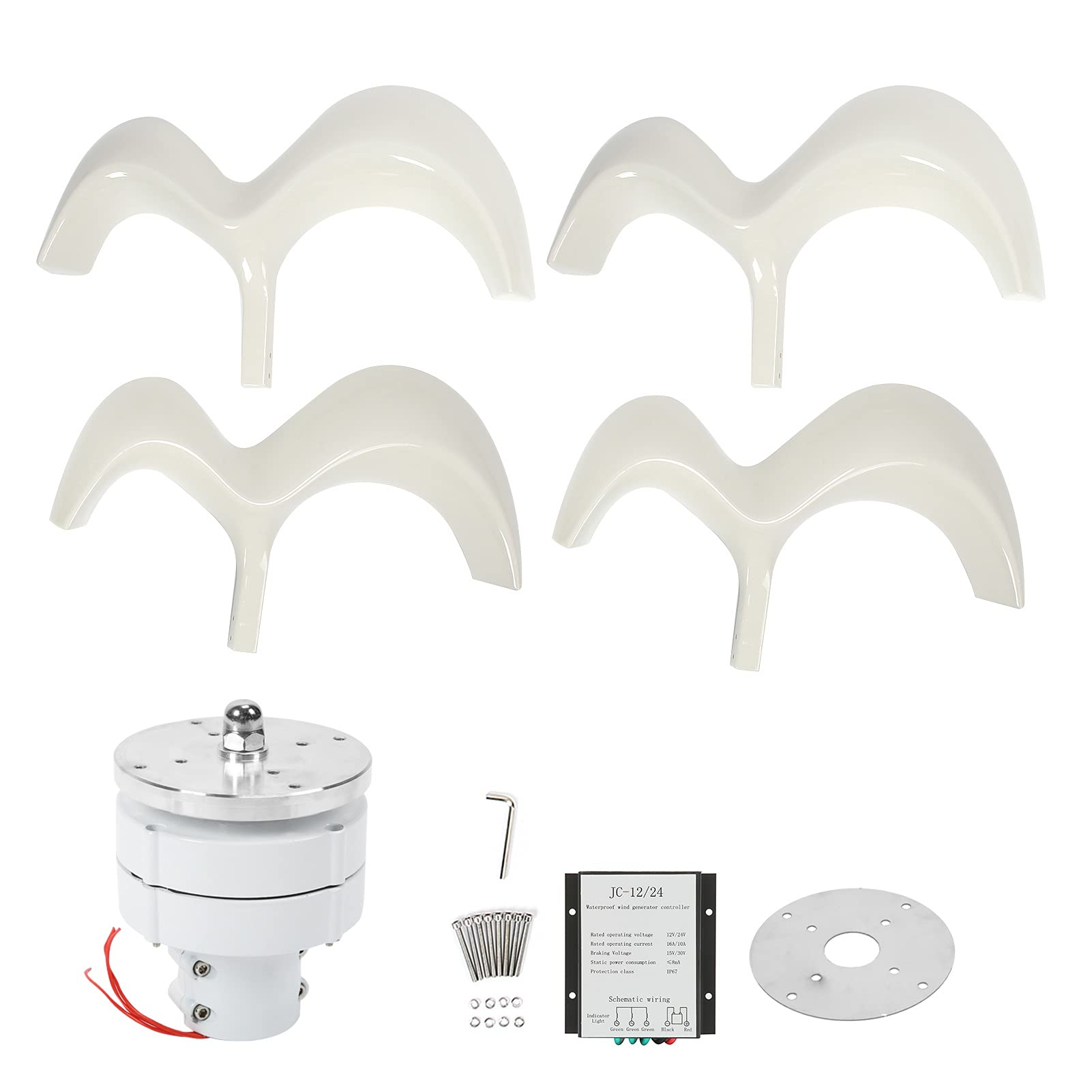 DT-HL Generador de Turbina Eólica con Forma de Calabaza Blanca de 600 W, 4 Palas, Generador de Energía Eólica de Alta Eficiencia para Uso Doméstico y Exterior (12V)