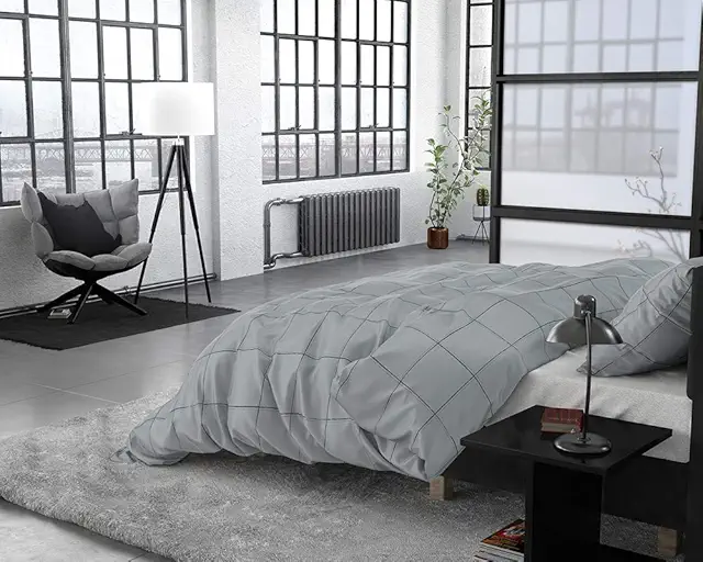 Cotton Satin Duvet Cover Deep Check - Super Soft Single Bed Linen 140x220 cm