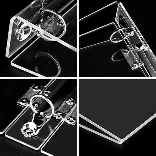 Miniatura 5 de Baskiss Cubierta de carpeta de acrílico de 3 anillas, soporte duro acrílico transparente con anillo redondo de 1.2 in de diámetro, se adapta a 3