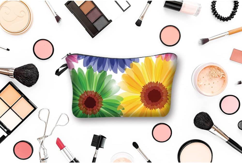 Evergoo 2 Pieces Funny Cosmetic Pouch for Women, Allover Printed Small Zipper Pouches Adorable Makeup Bags Roomy Toiletry Pouch Travel Accessories Organizer Gifts-Sunflowers - Image 3