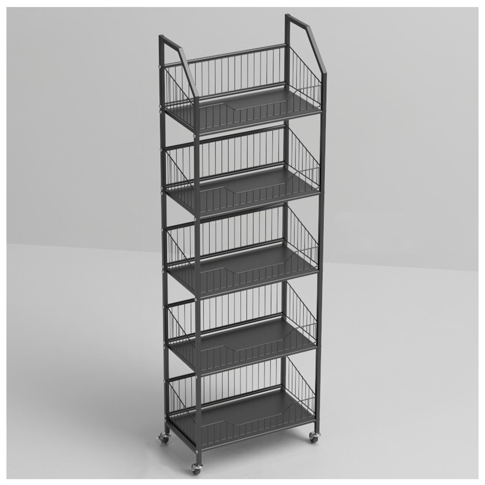 Scaffale espositivo in Filo Metallico Resistente con Ruote per Snack, Caramelle e Patatine, Ideale per Negozi, uffici e Dispense.