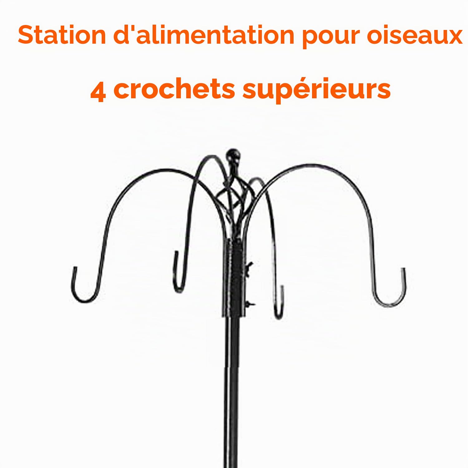 Mangeoire pour Oiseaux en métal Robuste - Kit de Support avec Station d'alimentation Suspendue - pour Attirer Les Oiseaux Sauvages