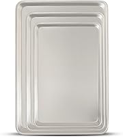Vista 10 de Juego de bandejas para hornear de calidad comercial, hoja de galletas de aluminio natural, Umite Chef hoja de hornada resistente a