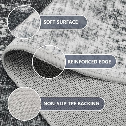 Tapete decorativo moderno 9'x12' gris oscuro miniatura 5