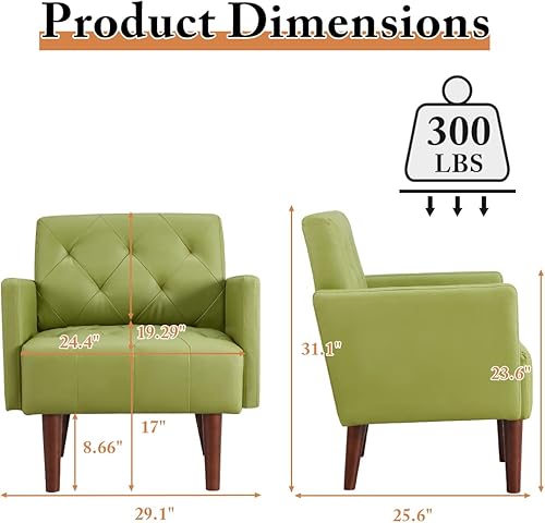 Miniatura 2 de PEIHONGET Silla decorativa de piel sintética moderna silla de brazo retro para sala de estar y dormitorio sofá tapizado capitoné silla de club