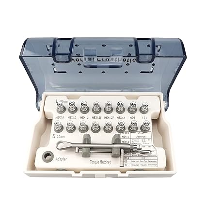 EustomA Universal Implant Torque Wrench Ratchet 16 Hex Drivers Repair Fixture Screw Drivers Tool Kits