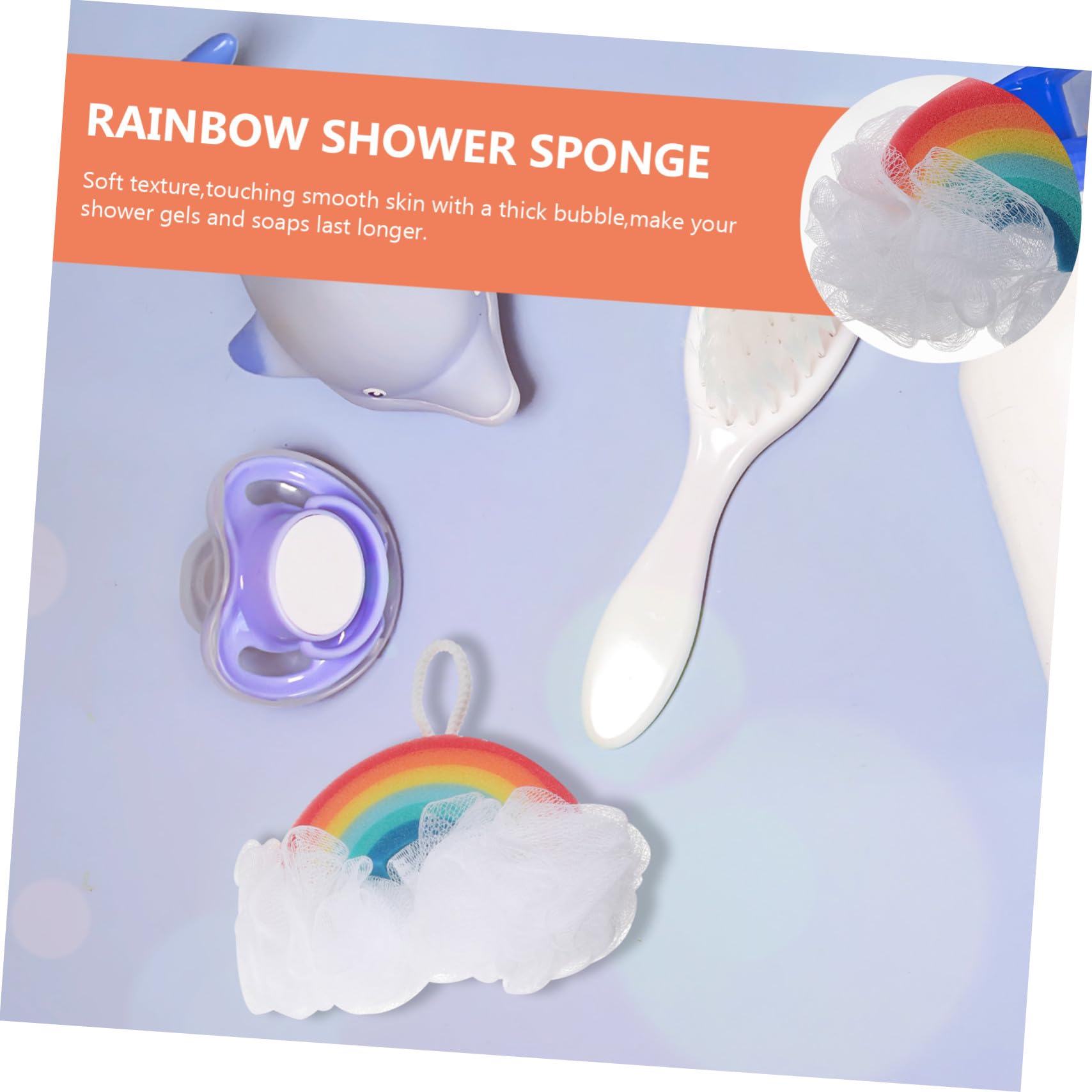 Alipis Spugna Esfoliante per Doccia Bambini 2 Pezzi a Forma di Arcobaleno potere Scrub e Bolle Ricche, Spugna Morbida per Bagno dei Piccoli
