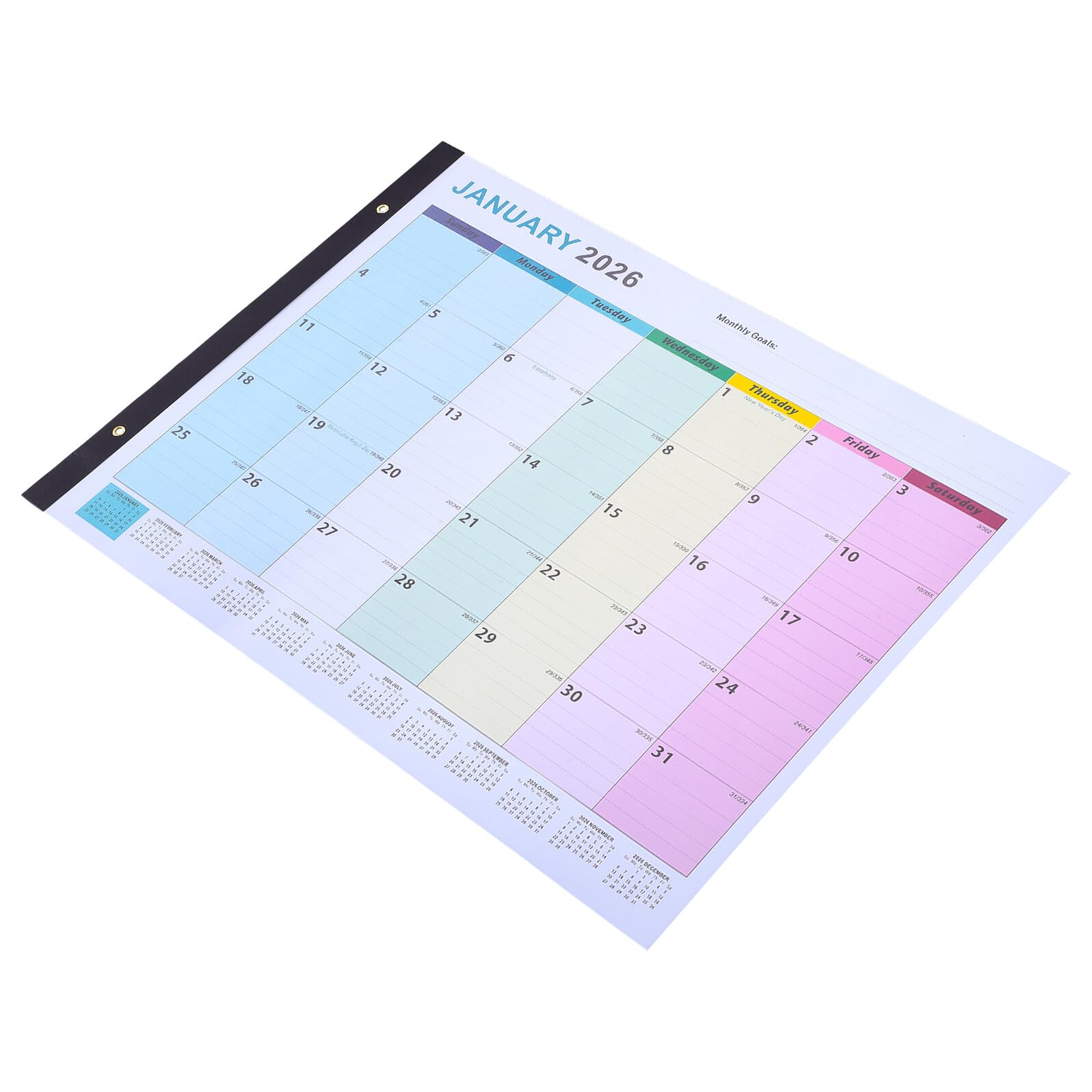 Uonlytech Calendario Colgante de Pared Grande 2026-2027 Calendario Inglés Jumbo 18 Meses Organizador Mensual Vertical para Oficina y Hogar para Planificar y Anotar