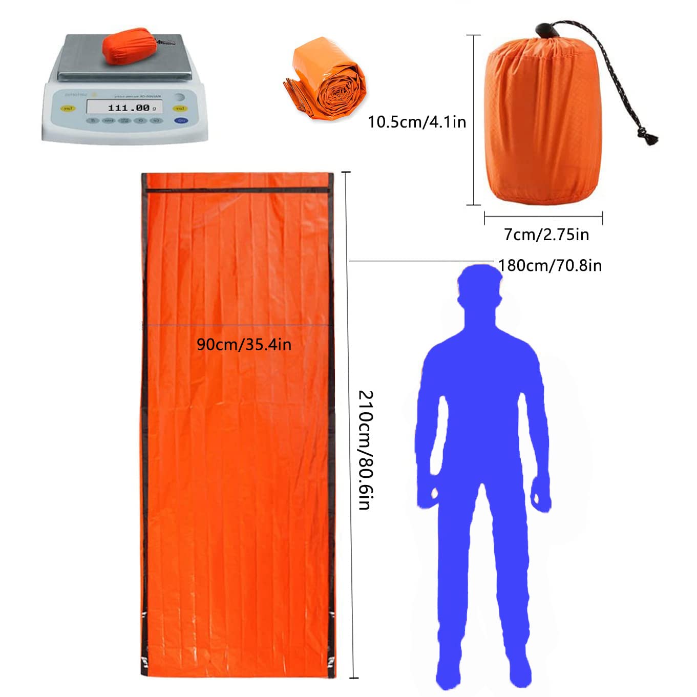Sac de couchage de bivouac portable, thermique, léger, imperméable, équipement de réchauffement d'urgence, tente de survie.
