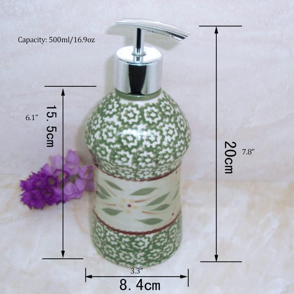 Soap Dispenser, Ceramic Lotion Lotion Dispenser, Retro Home Countertop Pump Bottle for Kitchen Sink ，Bathroom 500ml / 16.9oz