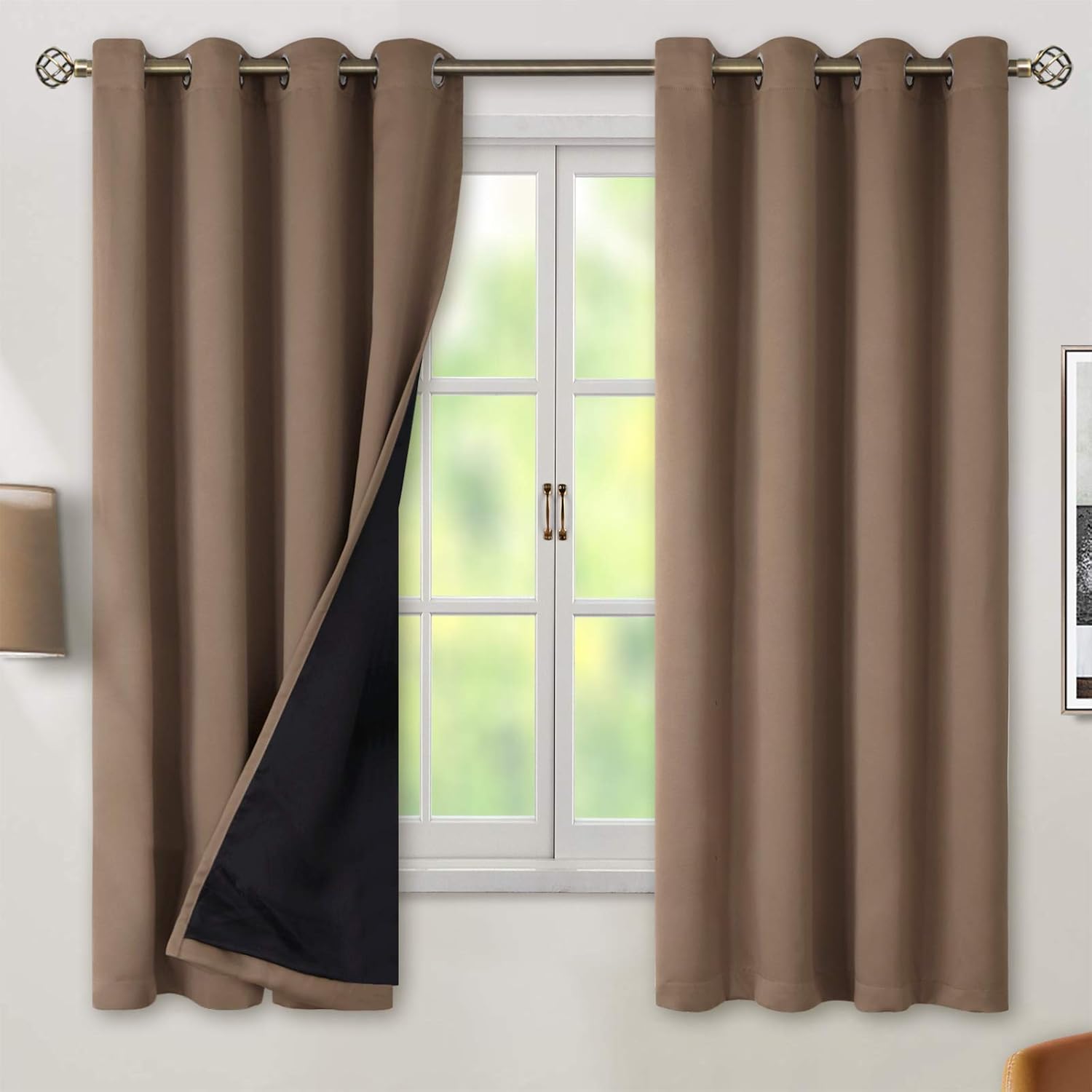 BGment Thermal Insulated 100 Blackout Curtains for Bedroom with Black