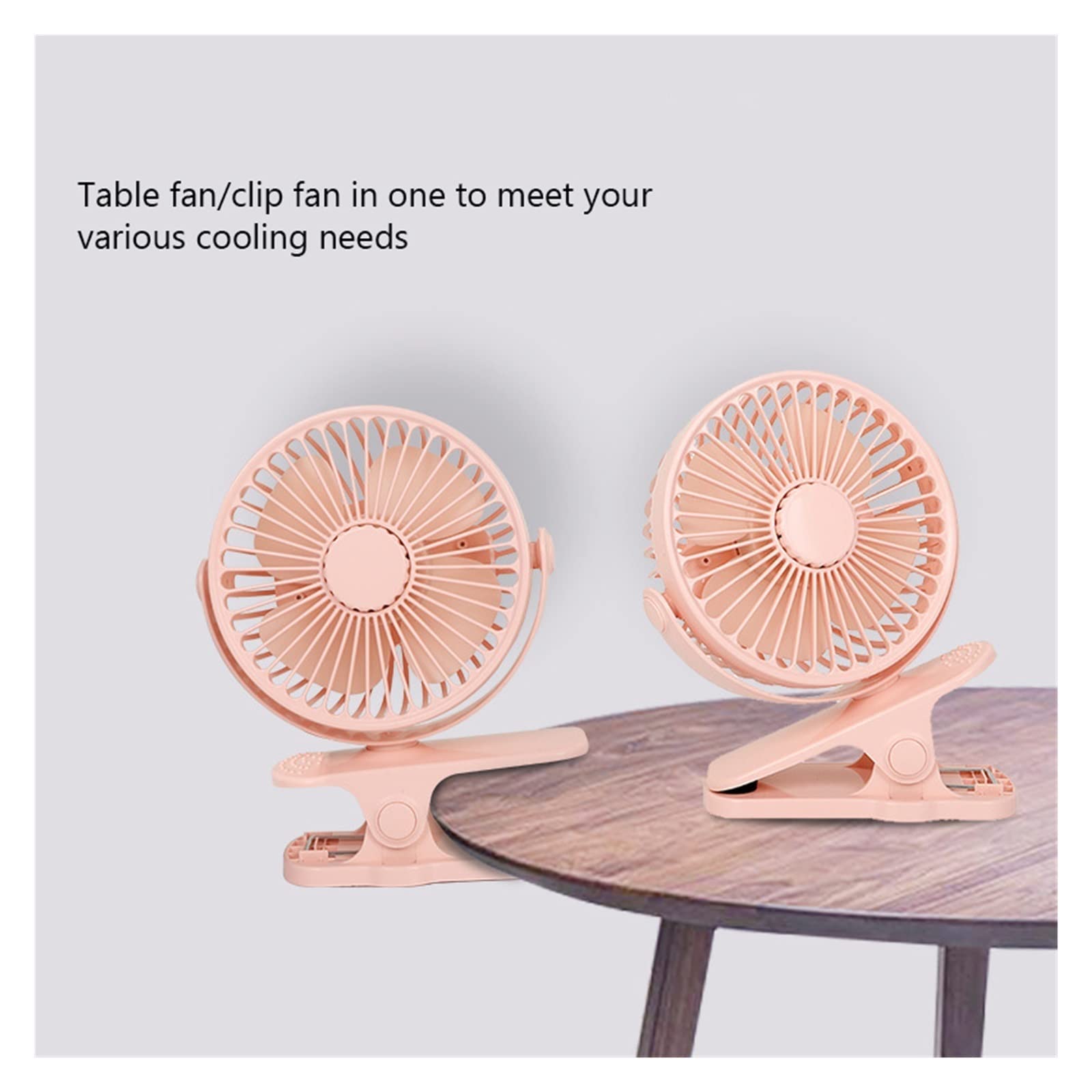 XJBTBA Ventilatori Portatili, Mini Ventilatore Portatile con Clip USB Ricaricabile Silenzioso Desktop Dormitorio Elettrico per Studenti Piccolo Ventilatore di Raffreddamento(Nero)