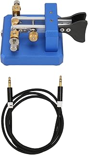 CW Key Automatic Morse, Morse Code Key Double Paddle, Morse Code Keyer Automatic Shortwave Portable CW Morse Telegraph Key for Camping Indoor (Dark Blue)