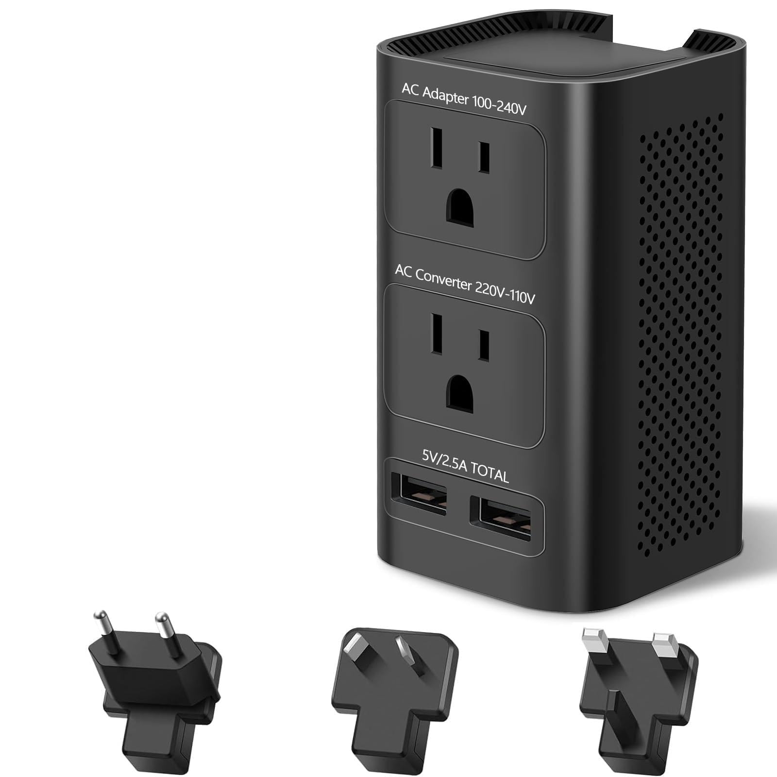 Upgraded 2000W 220V to 110V Voltage Converter US to Europe, Power Converter European Travel Converter for Hair Dryer, Power Converter Adapter Combo with 1 USB A 3 Type C for 160 Countries (2U)