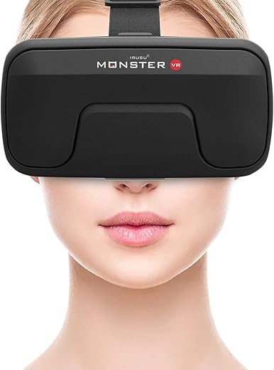 Irusu Monster VR Headset with 40MM HD Lens and in Built Touch Button for vr Supported mobiles Upto 6.9 inches (Black)