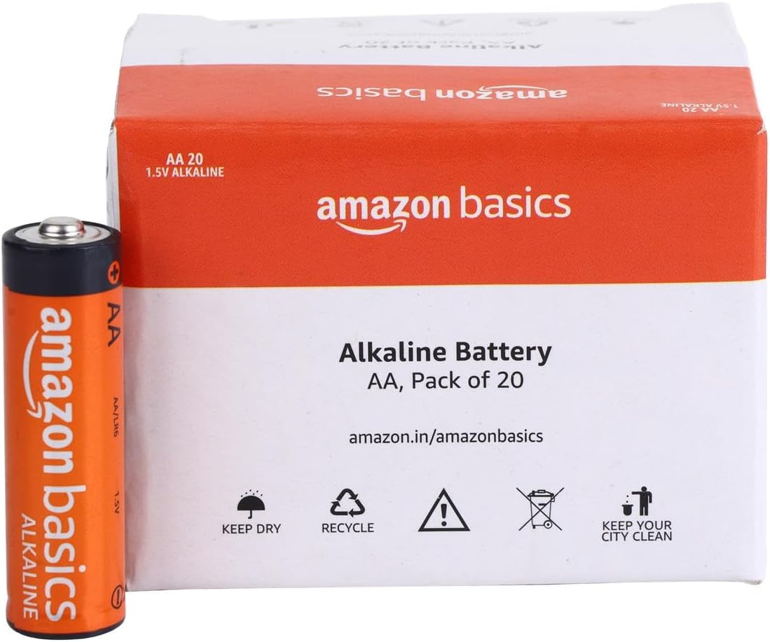 Amazon Basics AA Alkaline Batteries, Pack of 20